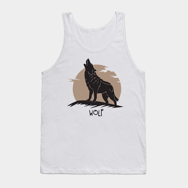 Wolf Silhouette Tank Top by Yopi